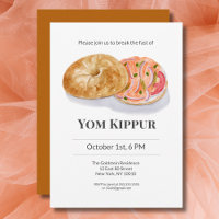 Watercolor Bagels Smoke Salmon Yom Kippur