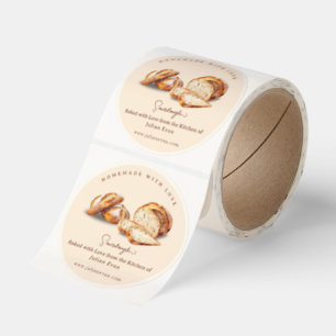 Watercolor Baked with Love Homemade Sourdough Classic Round Sticker