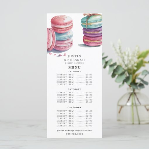 Watercolor Baker Bakery Pastry Chef Menu Zazzle
