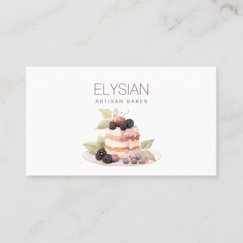 Watercolor Baker Bakery Pastry Chef   Pink Cake Business Card