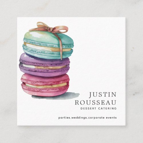 Watercolor Baker Bakery Pastry Chef Square Business Card