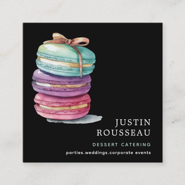 Watercolor Baker Bakery Pastry Chef Square Business Card (Front)