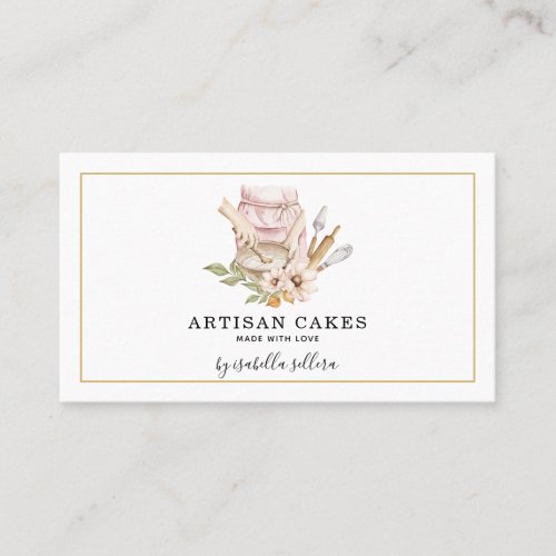 Watercolor Baker Cake Pastry Chef Business Card