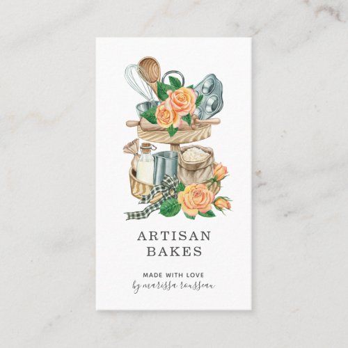 Watercolor Baker Pastry Chef Bakers Tools  Business Card