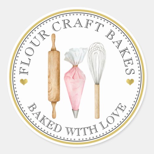 Watercolor Baker Pastry Chef Bakers Tools  Classic Round Sticker