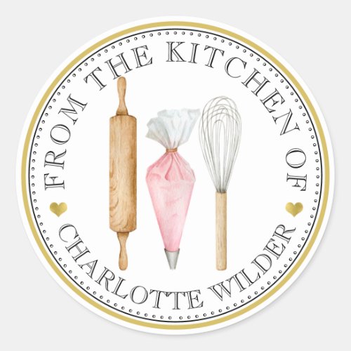 Watercolor Baker Pastry Chef Bakers Tools  Classic Round Sticker