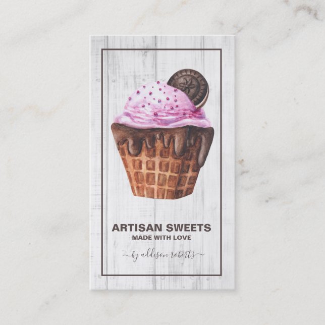Watercolor Bakery Artisan Sweets Business Card (Front)