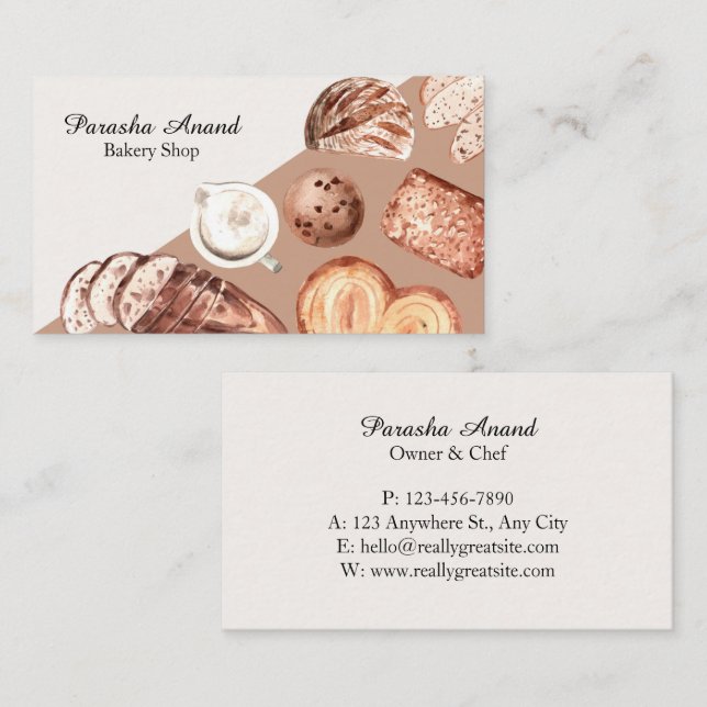 Watercolor Bakery  Business Card (Front/Back)