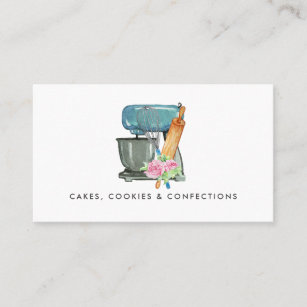 Watercolor Bakery Logo   Floral Business Card