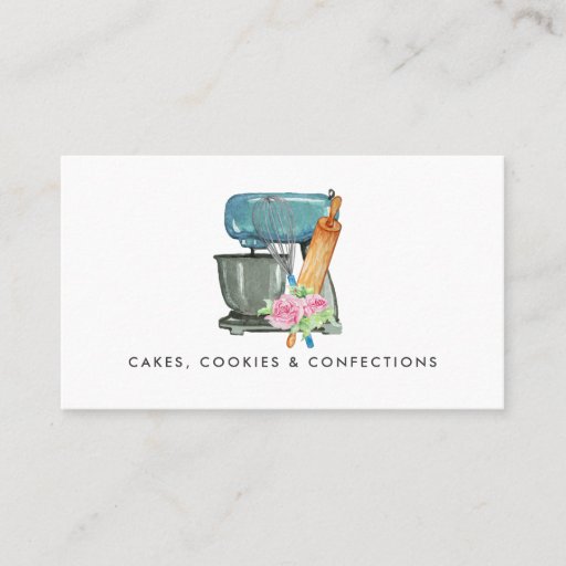 Customizable Watercolor Bakery Logo | Floral Business Card