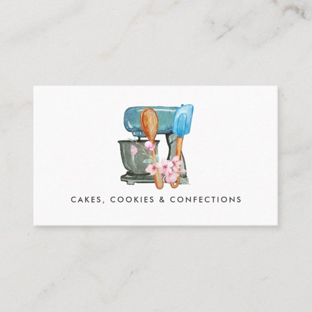 Watercolor Bakery Logo | Floral Business Card (Front)