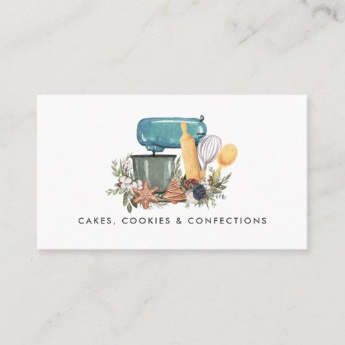 Watercolor Bakery Logo  Floral Business Card