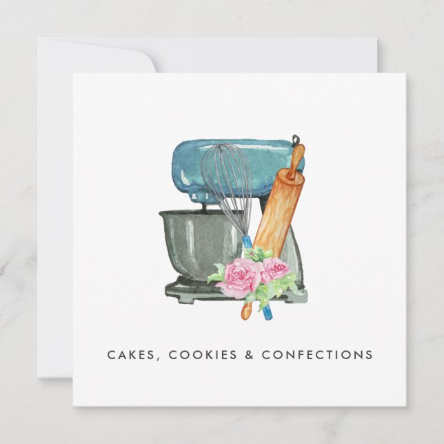 Watercolor Bakery Logo | Floral Digital Download Invitation (Front)