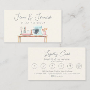 Watercolor Bakery Pastry Chef Elegant Script  Loyalty Card