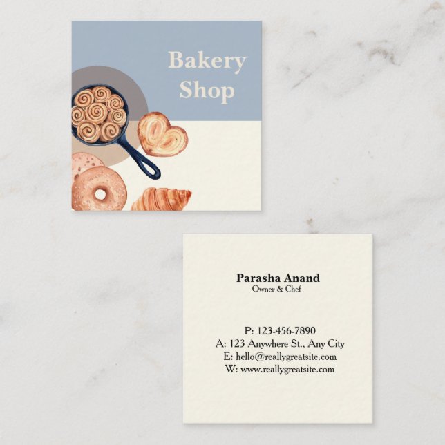 Watercolor Bakery  Square Business Card (Front/Back)