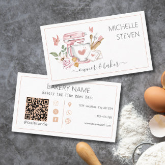 Watercolor Bakery stand mixer Business Card