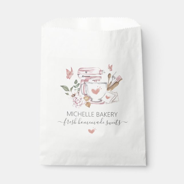 Watercolor Bakery stand mixer Favor Bag (Front)