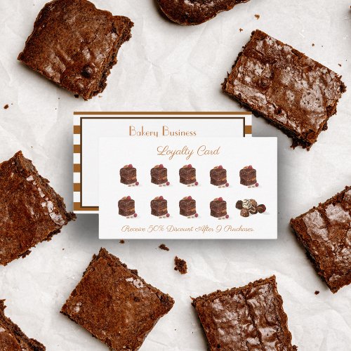 Watercolor Bakery Sweets Brownie And Candy Loyalty Card
