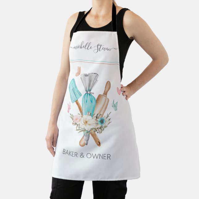 Watercolor Bakery Utensils Pastry Chef Apron (Insitu)