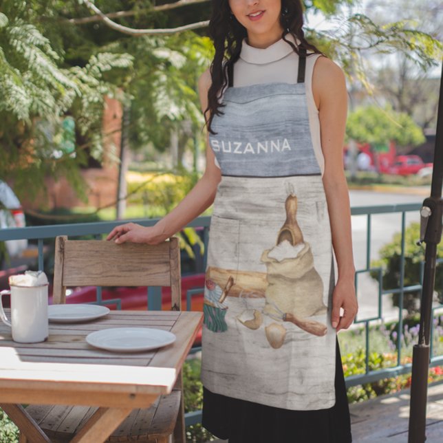 Watercolor Baking Baker Personalized Bake Apron (Creator Uploaded)