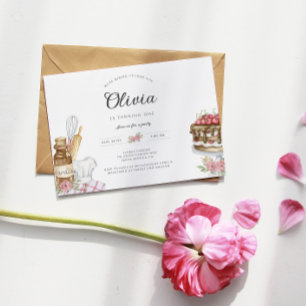 Watercolor Baking Birthday Party Invitation