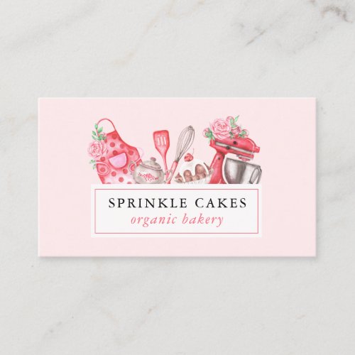 Watercolor Baking  Cooking Utensil Baker Business Card