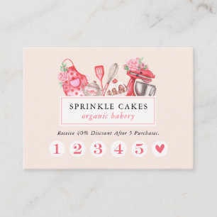 Watercolor Baking & Cooking Utensil Baker Business Loyalty Card