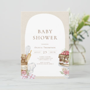 Watercolor Baking Girl Baby Shower Invitation