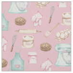 Watercolor Baking on Crepe Pink Fabric