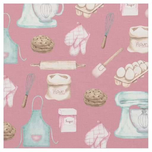 Watercolor Baking on Dark Pink Fabric