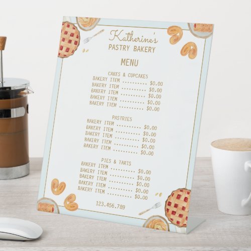 Watercolor Baking Pie Pastry Bakery Menu Price Pedestal Sign