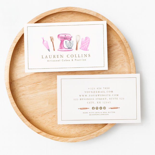 Watercolor Baking Professional Business Card (Creator Uploaded)