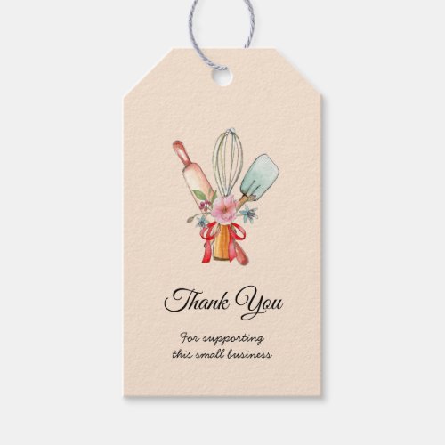  Watercolor Baking Utensils Peach Thank you  Gift Tags
