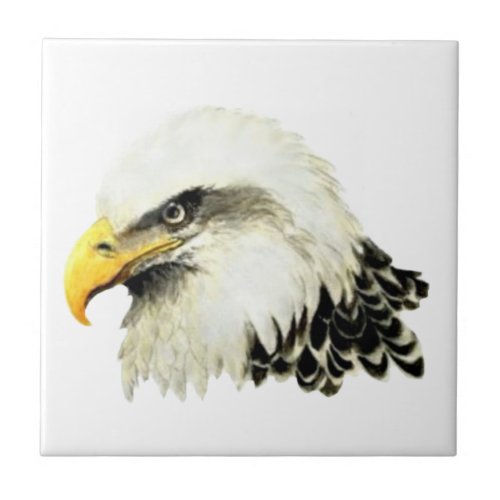 Watercolor Bald Eagle Bird Wildlife Art Tile