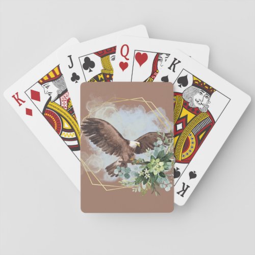 Watercolor Bald Eagle Framed Bouquet  Poker Cards