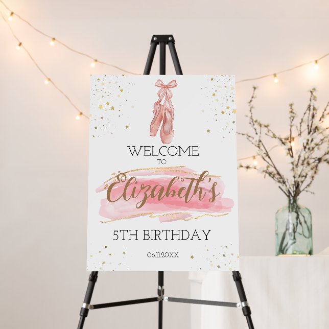 Watercolor Ballerina Birthday party Welcome Foam Board (In Situ (Stand))