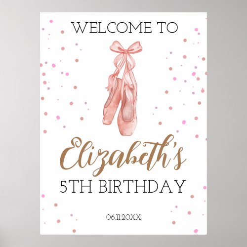 Watercolor Ballerina Birthday party Welcome Poster