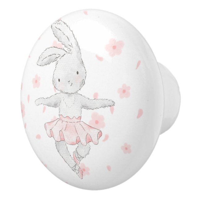 Watercolor Ballerina Bunny Ceramic Pull (Right)