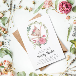 Watercolor Ballerina Cat Baby Shower Invitation