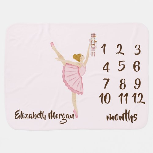 Watercolor Ballerina Nutcracker Baby Blanket