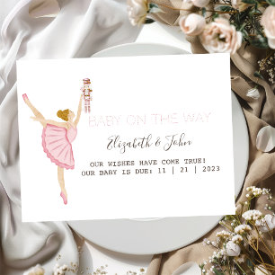 Watercolor Ballerina Nutcracker Pink Announcement Postcard
