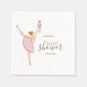 Watercolor Ballerina Nutcracker Pink Baby Shower Napkins