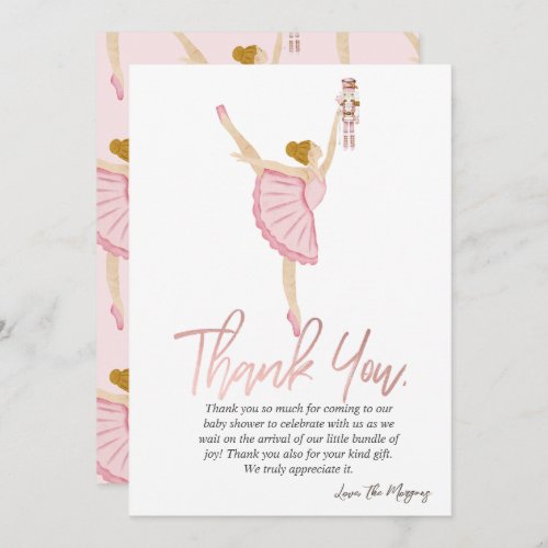 Watercolor Ballerina Nutcracker Pink Thank You Card