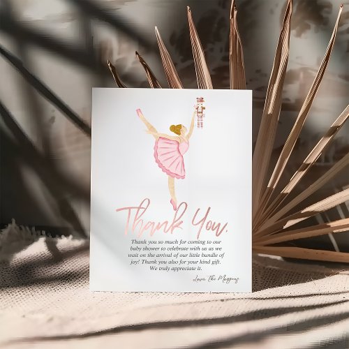 Watercolor Ballerina Nutcracker Pink Thank You Card