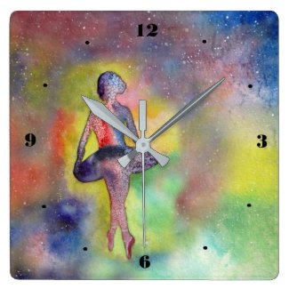 Watercolor Ballerina Space Wall Clock