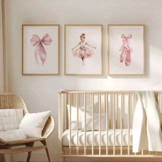 Watercolor Ballerina Wall Art Sets