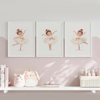 Watercolor Ballerina Wall Art Sets