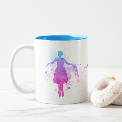 Watercolor Ballerina with Paint Spots _ Custom Two_Tone Coffee Mug