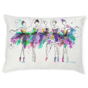Watercolor Ballerinas: Bright Dance Illustration Pet Bed