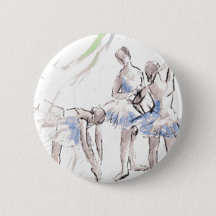 Watercolor Ballet Dancing Ballerina Pinback Button